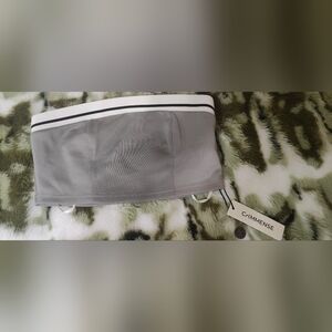 Commense Gray Strapless Top with White Trim